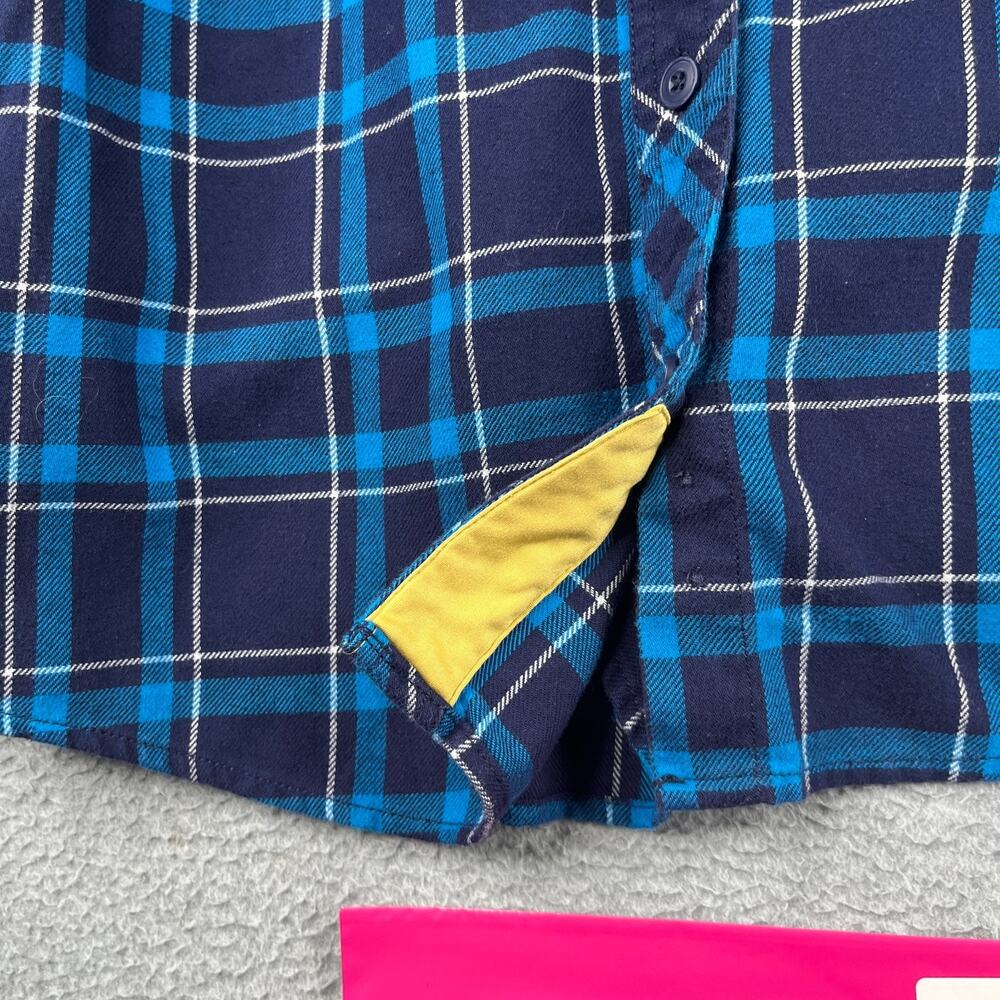 Duluth Trading Co Long Sleeve Button Down Shirt Womens Large Blue Plaid Roll Tab - Picture 8 of 15